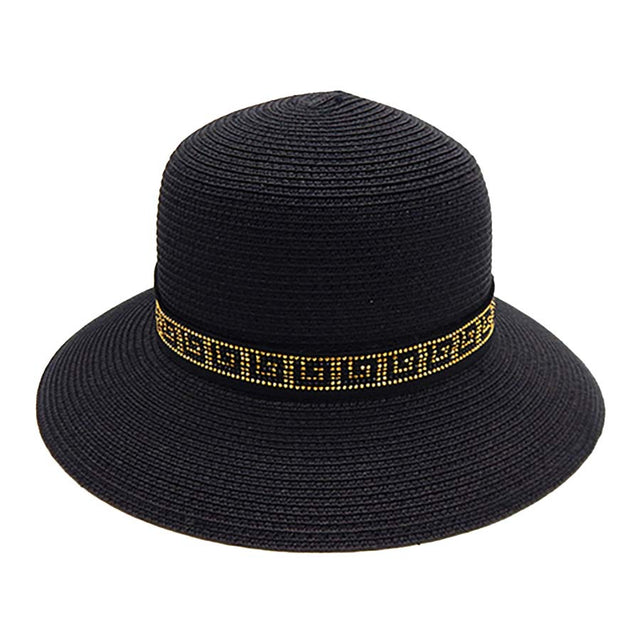 Black Gold Greek Pattern Band Straw Sun Hat, Before running out the door into the air, you‚Äö√Ñ√¥ll want to reach for these summer greek pattern hats to keep you incredibly relaxed as a great hat can keep you cool and comfortable even when the sun is high in the sky.