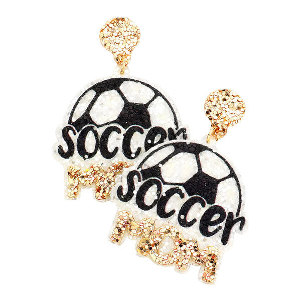 Black Gold White Felt Back Soccer Mom Message Sequin Dangle Earrings, these mother themed accented dangle earrings can light up any outfit, and make you feel absolutely flawless. Fabulous fashion and sleek style adds a pop of pretty color to your attire. Make your mother feel special by giving this Mama dangle Earrings as a gift and expressing your love for your mother on her special Day.