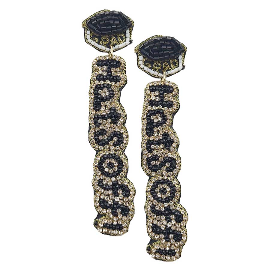 Black Grad Hats Off Felt Back Rhinestone Beaded Message Earrings, celebrate your momentous occasion with these beaded message earrings! Very lightweight & comfortable enough for all-day wear! Make your graduation costume a gorgeous glow & this earring will give you the best graduation experience. You’ll have fun and get many compliments wearing these beautiful message earrings
