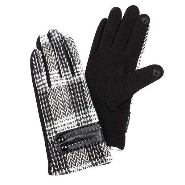 Black Herringbon Woven Button Gloves, present you with a luxe and comfortable way. It's perfect to complete your outfit with ultimate trendiness and warmth in the winter and cold days. It will allow you to use your electronic devices and touchscreens with ease while keeping your fingers covered, swipe away! A pair of these gloves are awesome winter gift for your family, friends, anyone you love and even yourself. Complete your outfit in style.