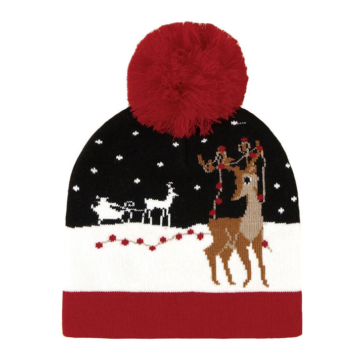 Red Holiday Reindeer Printed Yarn Pom Pom Beanie Hat. Before running out the door into the cool air, you’ll want to reach for these toasty beanie to keep your hands incredibly warm. Accessorize the fun way with these beanie, it's the autumnal touch you need to finish your outfit in style. Awesome winter gift accessory!