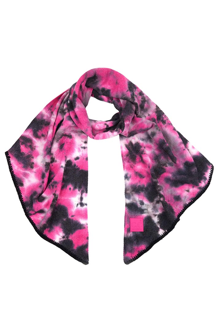 Black Hot Pink C C Tie Dye Bias Cut Scarf With Rubber Patch, add a beautiful look and touch of perfect class to your outfit in style. Nicely designed with tie dye that gives a unique and awesome appearance with comfort and warmth. Perfect weight makes it wearable to complement your outfit, or with your favorite fall jacket. Great for daily wear in the cold winter to protect you against the chill.