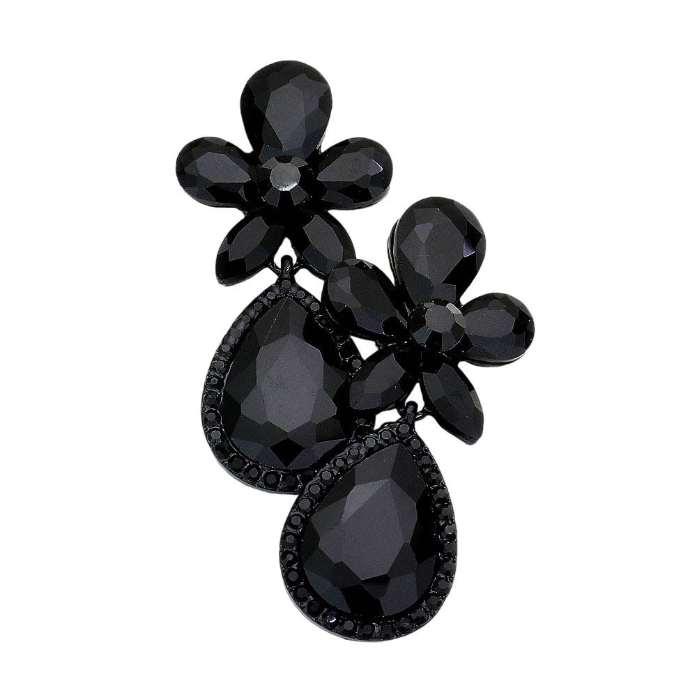 Black Flower Stone Embellished Teardrop Stone Evening Earrings, the beautifully crafted design adds a glow to any outfit which easily makes your events more enjoyable. These dangle evening earrings make you extra special on occasion. These flower stone dangle earrings enhance your beauty and make you more attractive. These teardrop Stone dangle earrings make your source more interesting and colorful. 