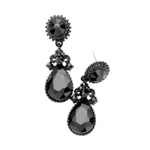 Black Jet Black Glass Crystal Teardrop Dangle Evening Earrings. Look like the ultimate fashionista with these Earrings! Add something special to your outfit this Valentine! special It will be your new favorite accessory. Perfect Birthday Gift, Anniversary Gift, Mother's Day Gift, Graduation Gift, Valentine's Day Gift.