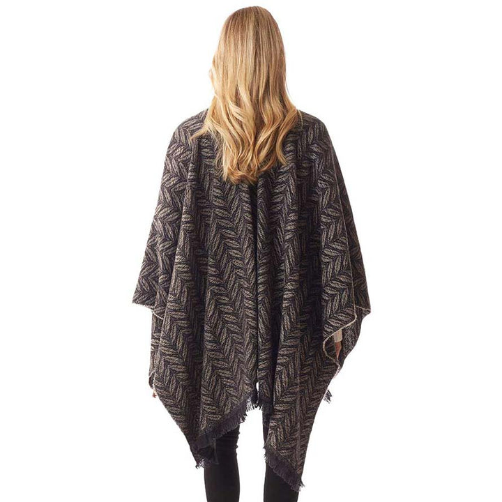 Black Leaf Patterned Soft Poncho, is the perfect accessory for comfort, luxury, and trendiness. You can throw it on over so many pieces elevating any casual outfit! Awesome color variety and eye-catching look will enrich your luxe and glamour to a greater extent. Will surely be one of your favorite accessories. Perfect Gift for Wife, Mom, Birthday, Holiday, Christmas, Anniversary, Fun Night Out. Stay awesome with this beautiful poncho!