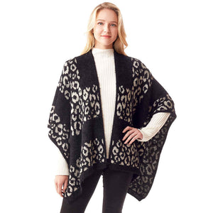 Black Leopard Patterned Soft Fuzzy Ruana Poncho Soft Leopard Shawl Cape Wrap, are trending and an easy, comfortable, warm option you can easily throw on and look great in any outfit! Perfect Birthday Gift , Christmas Gift , Anniversary Gift, Regalo Navidad, Regalo Cumpleanos, Valentine's Day Gift, Dia del Amor