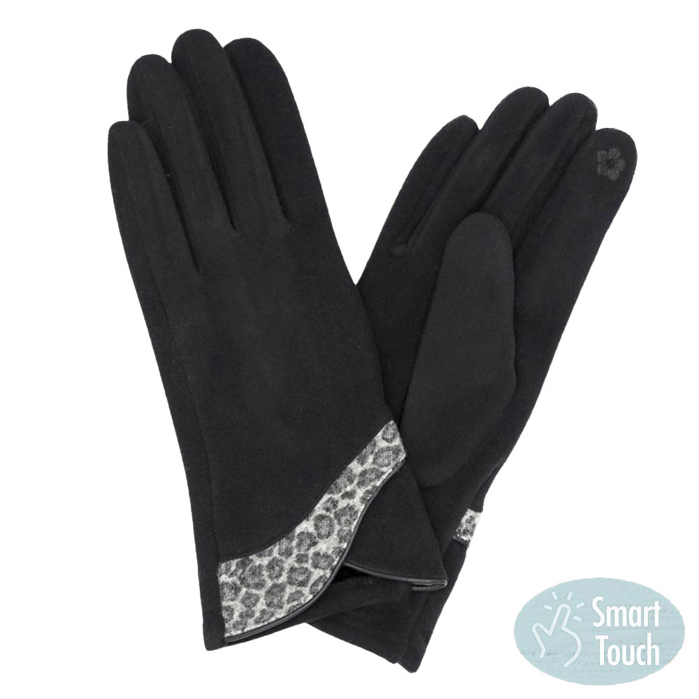 Black Leopard Print Smart Gloves, present you with luxe and comfortable way. It's great to complete your outfit with absolute trendiness and warmth on winter and cold days. It will allow you to easily use your electronic devices and touchscreens while keeping your fingers covered, and swiping away! A pair of these gloves are awesome winter gift for your family, friends, anyone you love, and even yourself. Complete your outfit in trendy style!