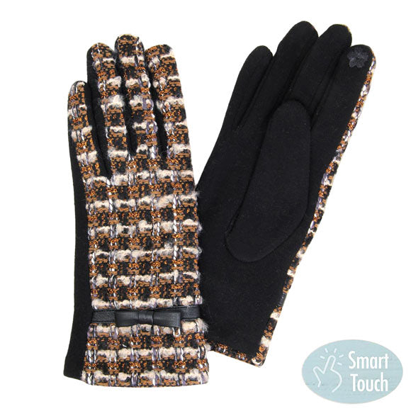 Black Lurex Tweed Smart Gloves, gives your look so much eye-catching texture with lurex tweed patterned embellishment, a cozy feel, very fashionable, attractive, cute looking in winter season.  It will allow you to easily use your electronic devices and touchscreens while keeping your fingers covered, and swiping away! A pair of these gloves are awesome winter gift for your family, friends, anyone you love, and even yourself. Complete your outfit in trendy style!