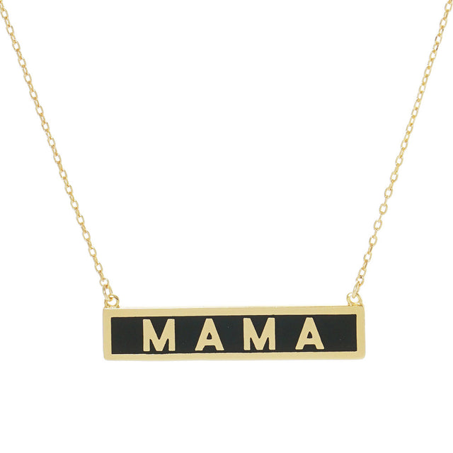 Black MAMA Gold Dipped Enamel Rectangle Message Pendant Necklace, these MAMA dipped necklace can light up any outfit, This piece is versatile and goes with practically anything! Make your mother feel special by giving this MAMA Metal Bar pendant necklace as a gift and expressing your love for your mother on this Mother's Day. This Enamel MAMA Pendant Necklace is perfect Mother's Day gift for all the special women in your life, be it mother, wife, sister or daughter.