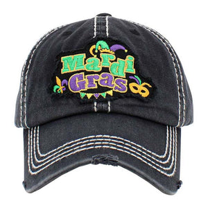 Black Mardi Gras Message Vintage Baseball Cap, An awesome & cool Mardi Gras-themed vintage cap that will not only save a bad hair day but also amps up your beauty to a greater extent on this Mardi Gras. This vintage baseball cap is made for you to show off your trendy & perfect choice for Mardi Gras party. It's fully adjustable and easy to wear in the perfect style!