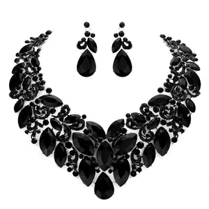 BLack Marquise Stone Cluster Accented Evening Necklace Look like the ultimate fashionista with these Earrings! Add something special to your outfit ! It will be your new favourite accessory. Perfect Birthday Gift, Anniversary Gift, Mother's Day Gift, Graduation Gift, Prom Jewellery, Just Because Gift, Thank you Gift