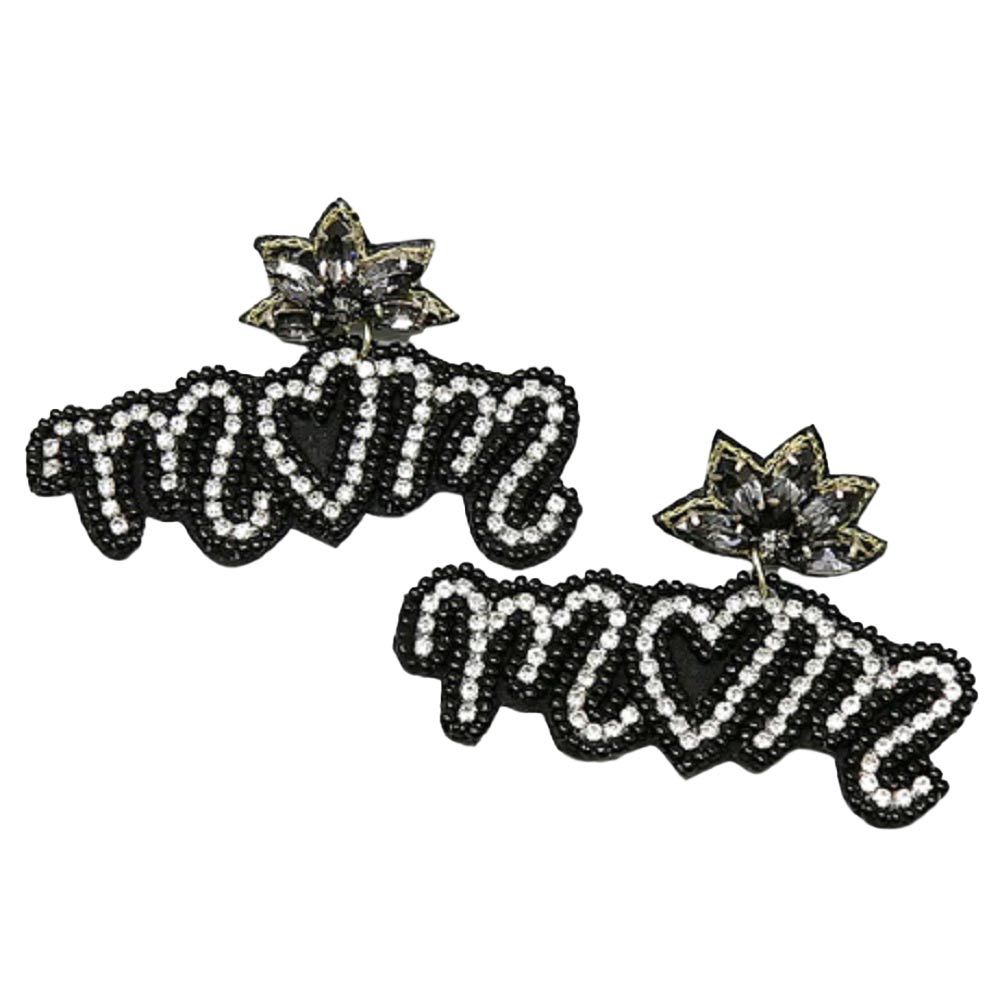 Black Mom Seed Beaded Earrings, enhance your attire with these beautiful seed-beaded earrings to show off your fun trendsetting style. Can be worn with any daily wear such as shirts, dresses, T-shirts, etc. These mom earrings will garner compliments all day long. Whether day or night, on vacation, or whether you're wearing a dress or a coat, these earrings will make you look more glamorous and beautiful.
