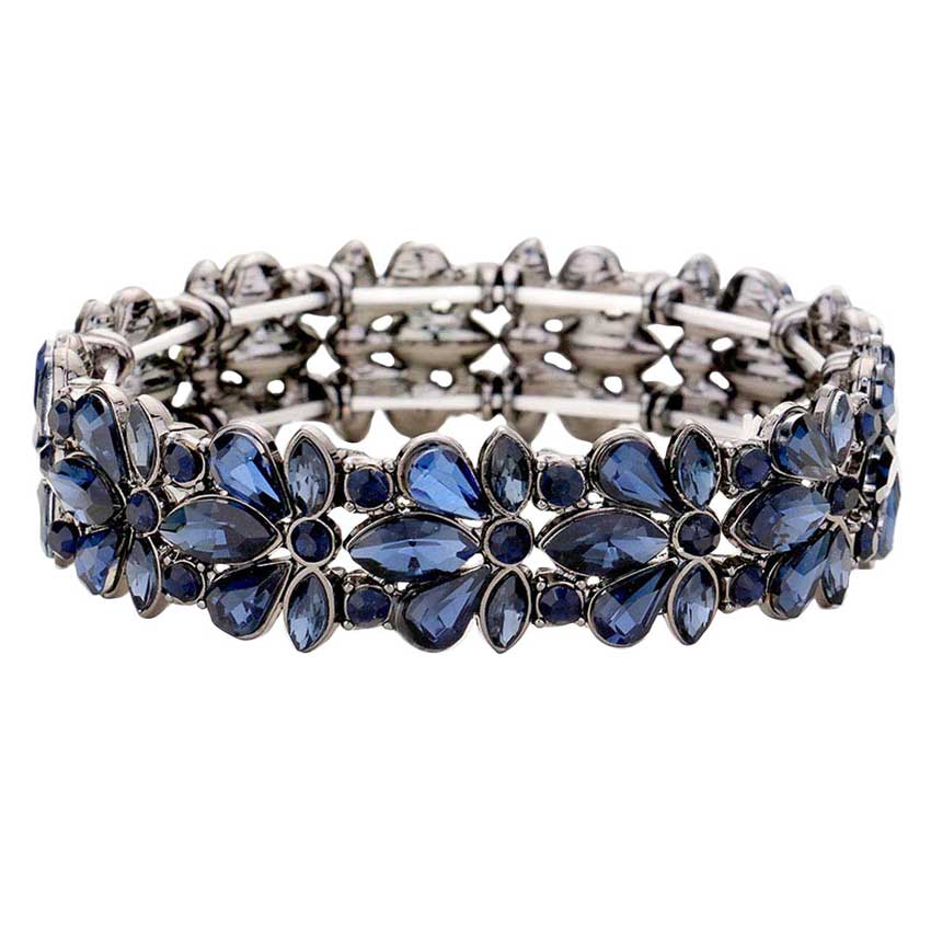 Black Mountain Floral Crystal Stretch Evening Bracelet, This flower detailed Crystal stunning stretch bracelet is sure to get you noticed, adds a gorgeous glow to any outfit. Jewelry that fits your lifestyle! perfect for a night out on the town or a black tie party, ideal for Special Occasion, Prom or an Evening out. Awesome gift for birthday, Anniversary, Valentine’s Day or any special occasion.
