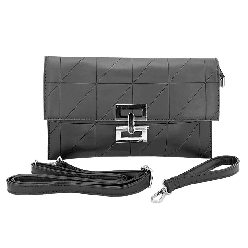 Black Pattern Detailed Rectangle Wristlet Clutch Crossbody Bag, These patterned details Clutch bags are fit for all occasions and places. perfect for makeup, money, credit cards, keys, or coins, comes with a wristlet for easy carrying, light, and simple. Its catchy and awesome appurtenance drags everyone's attraction to you. These beautiful and trendy bags have adjustable and detachable hand straps that make your life more comfortable.
