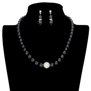 Black Pave Ball Pearl Strand Necklace. These necklace earrings sets are Elegant. Beautifully crafted design adds a glow to your gorgeous outfit. These pearl themed necklace that will create you glamorous look. Suitable for wear Party, Wedding, Engagement, Anniversary, Date Night or any special events. Perfect Birthday, Anniversary, Mother's Day & Graduation Gift, Prom Jewelry, Just Because Gift, Thank you Gift.