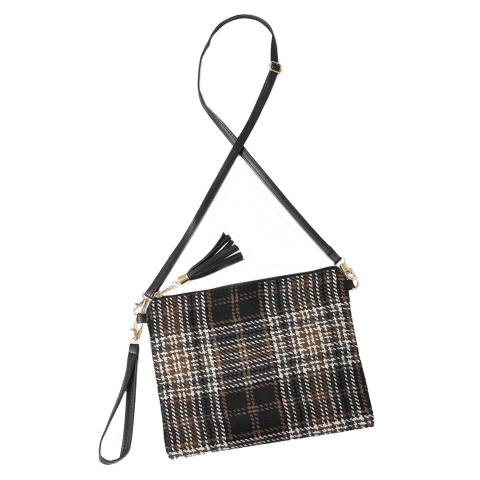 Black Plaid Check Crossbody Clutch Bag, comes with attached and detached straps to ensure the easy carrying and comfortability. It looks like ultimate fashionista while carrying this trendy Crossbody Clutch Bag! Easy to carry specially when you need hands-free and lightweight to run errands or a night out on the town. It will be your new favorite accessory to hold onto all your necessary items. Perfect Gift for Birthday, Holiday, Christmas, New Years, etc.