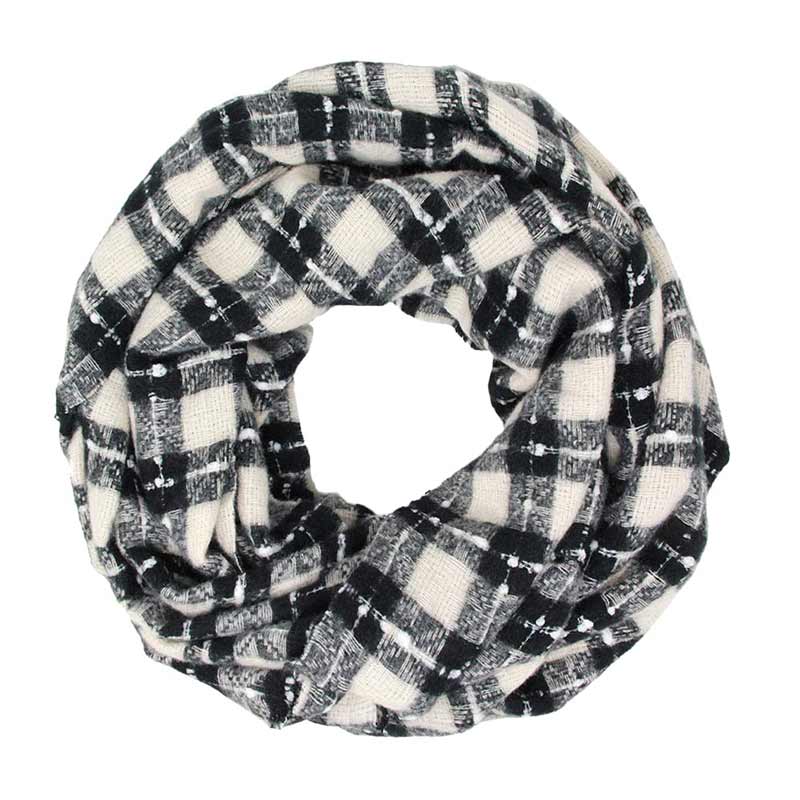 Black Plaid Check Infinity Super Soft Scarf, is a beautiful addition to your attire. The attractive plaid pattern makes this scarf awesome to amp up your beauty to a greater extent. It perfectly adds luxe and class to your ensemble. Absolutely amplifies the glamour with a plush material that feels amazing snuggled up against your cheeks. It's a versatile choice and can be worn in many ways with any outfit. A beautiful gift for your Wife, Mom, and your beloved ones