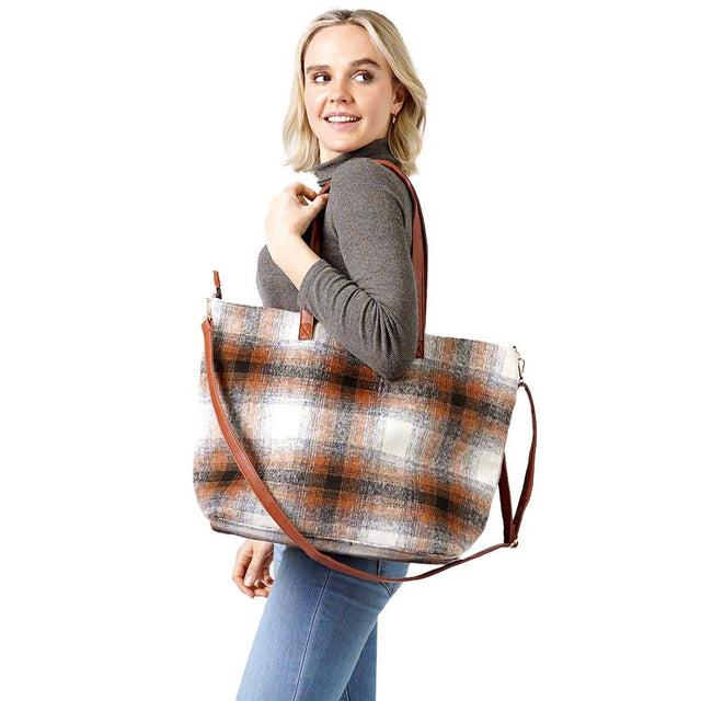 Black Plaid Check Weekend Tote Bag, The classic and timeless plaid Check print let you stand-out, be unconventional and make an individual statement of fashion. It will be your new favorite accessory to hold onto all your items, top zipper keeps everything secure, easy to carry, lightweight to run errands or a night out on the town. Perfect Gift for Birthday, Holiday, Christmas, New Years, etc.
