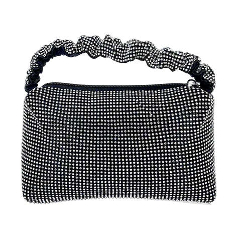 Black Pleated Handle Detailed Bling Rectangle Evening Tote Bag. This high quality Tote Bag is both unique and stylish. perfect for money, credit cards, keys or coins and many more things, light and gorgeous. perfectly lightweight to carry around all day. Look like the ultimate fashionista carrying this trendy Rectangle Evening Tote Bag!