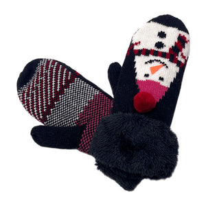 Black Snowman Printed Faux Fur Mitten Gloves reach for these toasty mittens to keep warm & cozy. Accessorize the fun way with these gloves, Perfect December Birthday Gift, Christmas Gift, Regalo Navidad, Regalo Cumpleanos, Stocking Stuffer, Secret Santa, Holiday Parties, Intercambio de Regalos, White Elephant Gift