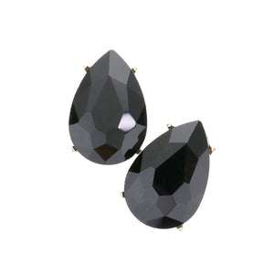 Black Post Back Teardrop Stone Evening Earrings. Beautifully crafted design adds a gorgeous glow to any outfit. Jewelry that fits your lifestyle! Perfect Birthday Gift, Anniversary Gift, Mother's Day Gift, Anniversary Gift, Graduation Gift, Prom Jewelry, Just Because Gift, Thank you Gift.