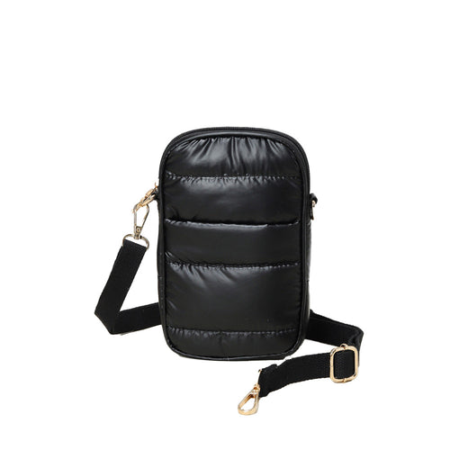 Puffer Rectangle Crossbody Bag - Black
