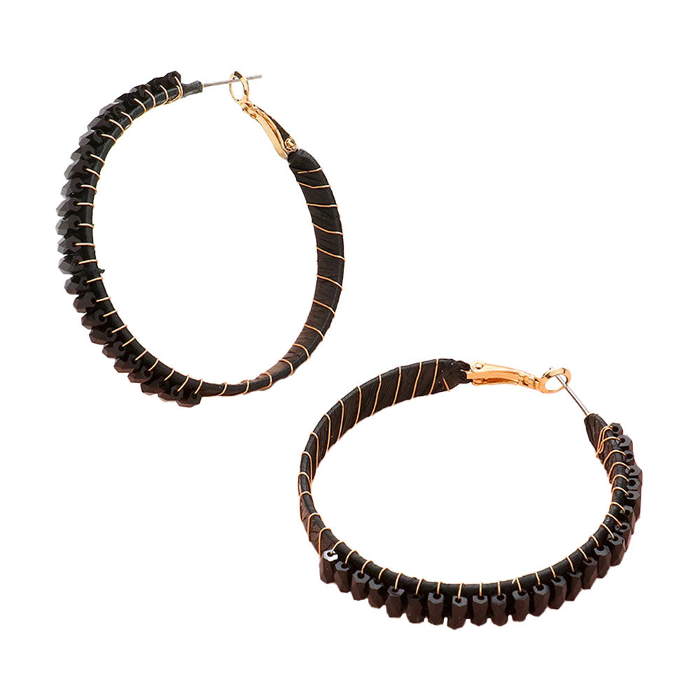 Ivory Rectangle Bead Trimmed Raffia Wrapped Hoop Earrings, enhance your attire with these beautiful raffia-wrapped hoop earrings to show off your fun trendsetting style. It can be worn with any daily wear such as shirts, dresses, T-shirts, etc. These hoop earrings will garner compliments all day long. Whether day or night, on vacation, or on a date, whether you're wearing a dress or a coat, these earrings will make you look more glamorous and beautiful. 