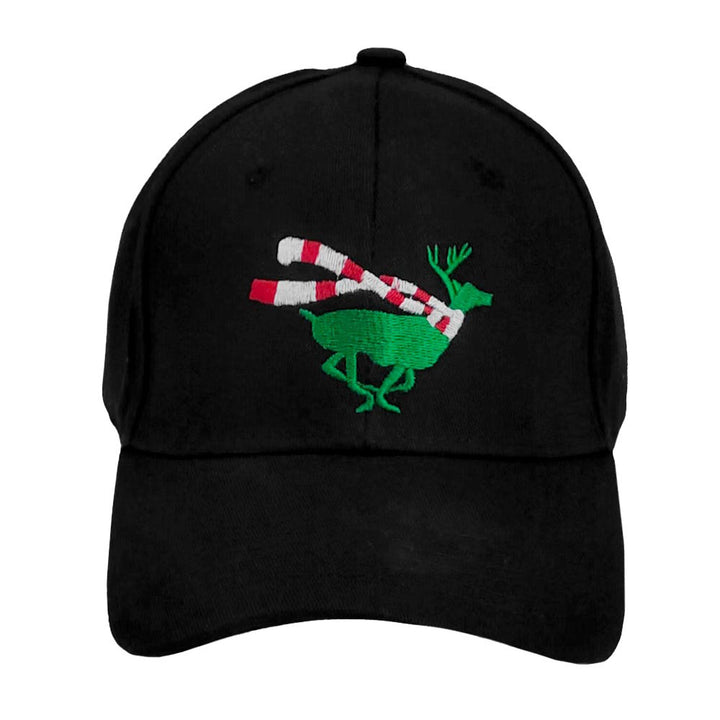 Black Reindeer Christmas Baseball Cap, beautifully embroidered with Reindeer is absolutely an inspirational hat for this Christmas. Make yourself stand out from the crowd of the Christmas parties and keep your hair in a perfect style with this Reindeer Christmas Baseball Cap. Get your head in the game with this well-constructed Reindeer Baseball cap. perfect for the festive season.