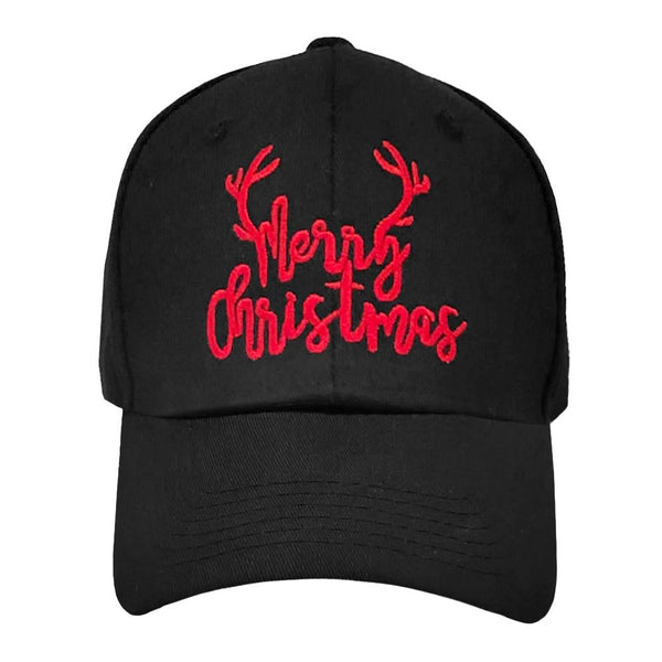 Black Reindeer Detailed Merry Christmas Message Baseball Cap, High quality embroidered Merry Christmas Message on the front, an inspirational hat for this Christmas. Get your head in the game with this well-constructed Reindeer Baseball cap. perfect for the festive season. Embrace the Christmas spirit with these Merry Christmas Message Cap, and keep your hair out of your face & eyes.