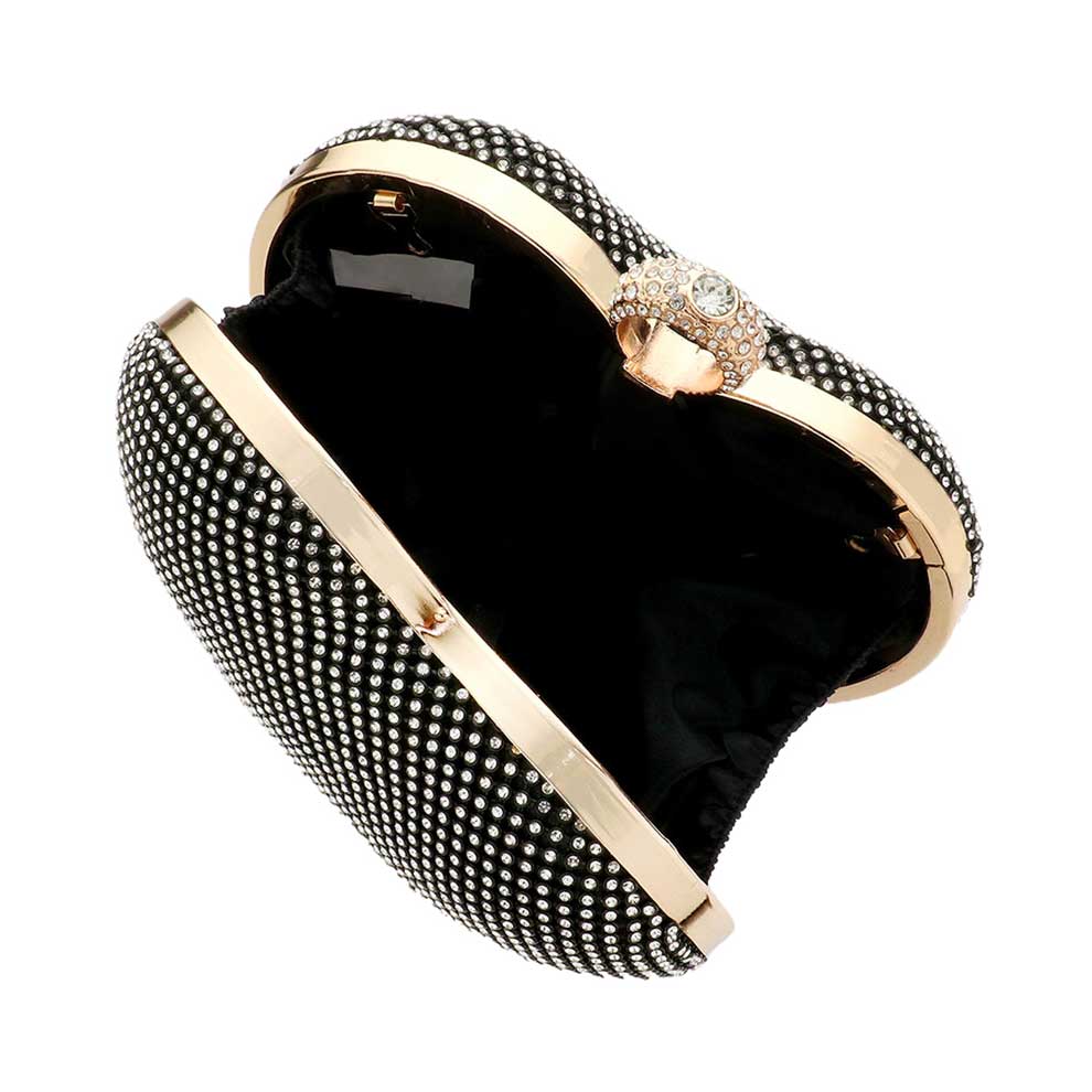Black Rhinestone Embellished Heart Evening Clutch Crossbody Bag, is the perfect choice to carry on the special occasion with your handy stuff. It is lightweight and easy to carry throughout the whole day. You'll look like the ultimate fashionista while carrying this Heart-themed Rhinestone Crossbody Evening Bag. This stunning Clutch bag is perfect for weddings, parties, evenings, cocktail parties, wedding showers, receptions, proms, etc.