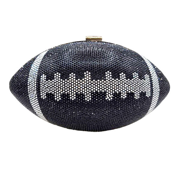 Black Rhinestone Football Clutch Bag. Look like the ultimate fashionista when carrying this small chic bag, great for when you need something small to carry or drop in your bag. Keep your keys handy & ready for opening doors as soon as you arrive. Perfect Birthday Gift, Anniversary Gift, Mother's Day Gift.