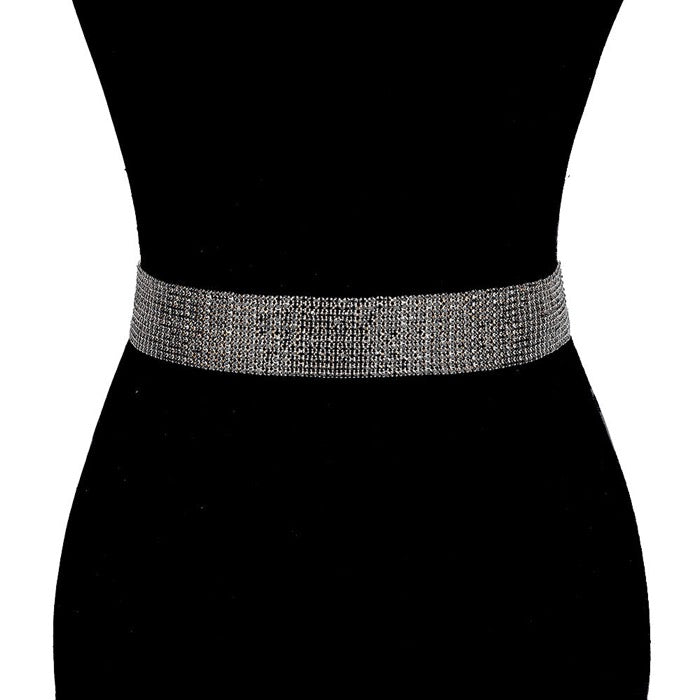 Black Crystal Accented Rhinestone Embellished Belt Glamorous Rhinestone Belt, luminous crystals add luxurious shine to this eye-catching rhinestone belt, dare to dazzle with this radiant accessory, coordinates with any ensemble, ideal for Bride, Wedding, Prom, Sweet 16, Quinceanera, Graduation, Party, Cocktail. Perfect Gift.