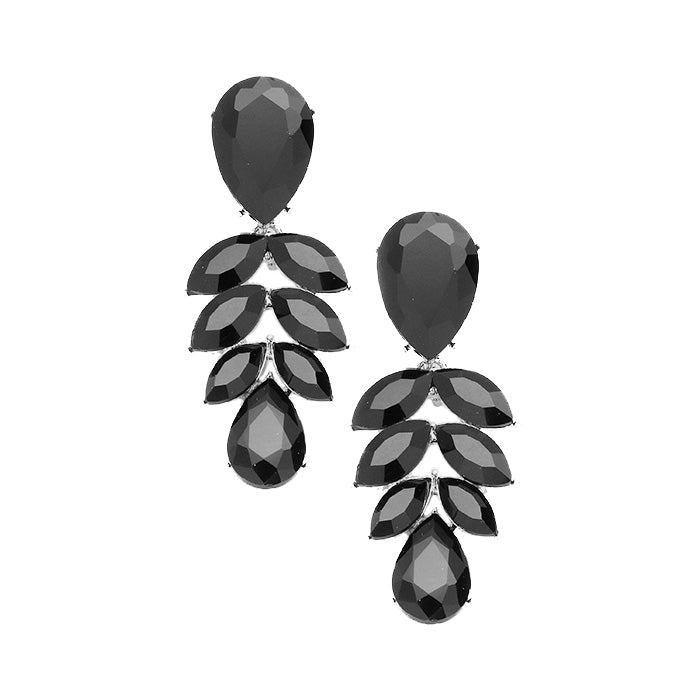Black Rhodium Post Back Marquise Glass Crystal Leaf Evening Earrings. Get ready with these bright earrings, put on a pop of color to complete your ensemble. Perfect for adding just the right amount of shimmer & shine and a touch of class to special events. Perfect Birthday Gift, Anniversary Gift, Mother's Day Gift, Graduation Gift.