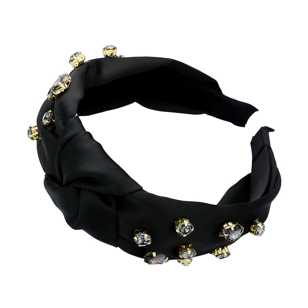 Black Round Teardrop Stone Embellished Burnout Knot Headband, the combination of stone sewn on a knot headband will make you feel glamorous. Be ready to receive compliments. Be the ultimate trendsetter wearing this knot headband with all your stylish outfits! Exquisite enough to use on the wedding day.