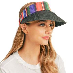 Black Serape Straw Visor Sun Hat, whether you’re basking under the summer sun at the beach, lounging by the pool, or kicking back with friends at the lake, a great hat can keep you cool and comfortable even when the sun is high in the sky. Large, comfortable, and perfect for keeping the sun off your face, neck, and shoulders, ideal for travelers on vacation or just spending some time in the great outdoors.