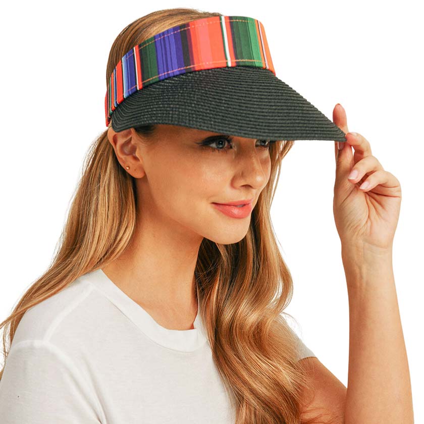 Black Serape Straw Visor Sun Hat, whether you’re basking under the summer sun at the beach, lounging by the pool, or kicking back with friends at the lake, a great hat can keep you cool and comfortable even when the sun is high in the sky. Large, comfortable, and perfect for keeping the sun off your face, neck, and shoulders, ideal for travelers on vacation or just spending some time in the great outdoors.