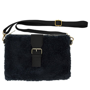 Fashionable Sherpa Fleece Belt Crossbody Bag