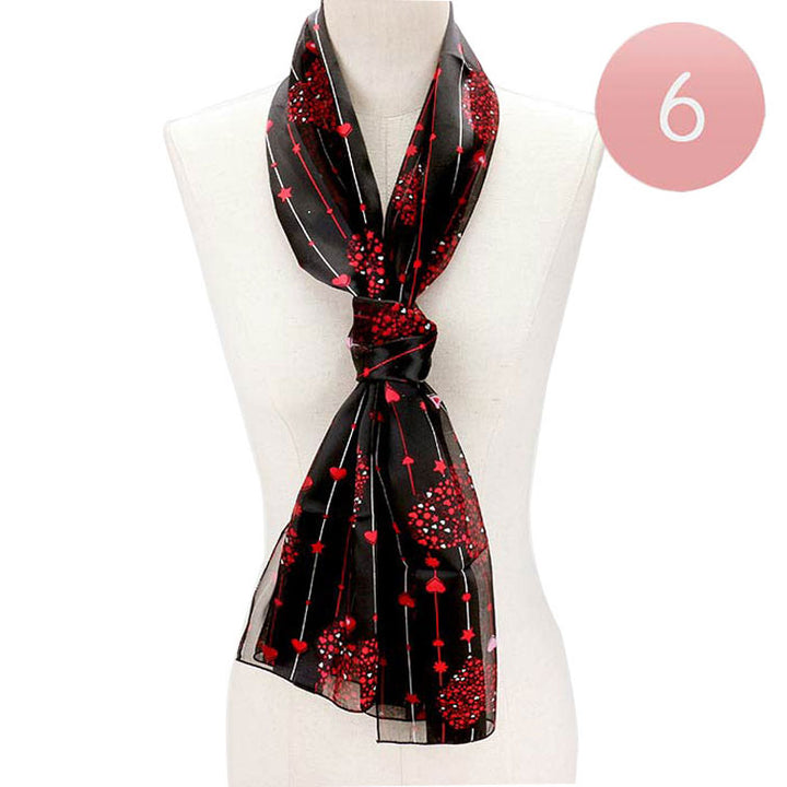 Black Silk Feel Satin Heart Bouquet Pattern Printed Scarves, Accent your look with this soft, highly versatile scarf. Great for daily wear in the cold winter to protect you against chill, classic infinity-style scarf & amps up the glamour with plush material that feels amazing snuggled up against your cheeks.