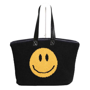 Black Smile Face Tote Bag, Add a unique, beautiful, and trendy style to your look with this smile face tote bag for women. This fashionable handbag has a casual-cool silhouette that is structured, stylish, and ultra-comfortable. An adjustable strap and top handle elevate the structured style of this handbag. This spacious handbag features a roomy interior to hold all your essentials. It’s safe, secure, and great for travel. 