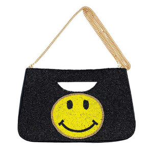Black Smile Seed Beaded Tote Crossbody Bag, look like the ultimate fashionista with these Crossbody tote bags! Add something special to your outfit! This crossbody tote bag for women has enough space for their essentials. Perfect for money, credit cards, keys or coins, and many more things, light and gorgeous. 