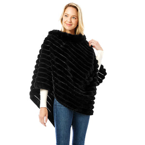 Black Soft Faux Fur Collar Poncho, a fashionable and stylish design is great for year round to wear on any occasion from casual to formal. Throw it on as a warm, soft layer over your career and casual outfits. Cozy and soft wrap collar poncho that will make you look unique on any occasion. Perfect for casual outings, parties, and office. Great gift idea for friends and family. Soft and comfortable polyester material for long-lasting warmth on cold days. Perfect winter gift for your loved ones.