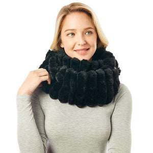 Black Soft Faux Fur Infinity Scarf, plushy addition to any cold-weather ensemble, adds a modern touch to the cozy style with a Infinity design. Use in the cold or just to jazz up your look. Great for daily wear in the cold winter to protect you against chill, classic infinity-style scarf & amps up the glamour with plush material that feels amazing snuggled up against your cheeks. This elegant premium quality scarf is a great addition to your collection of fashion accessories. Awesome winter gift accessory!