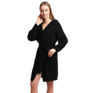 Black Solid Color Hooded Robe, is beautifully designed with a variety of colors. Perfect for after stepping out of the shower or just to wear whilst getting ready for the day. This cozy robe fits easily. The adjustable belt helps for quick adjustment and gives a perfect snug fit every time. It's not only luxurious and highly durable but super comfortable to wear as well.  Comfortable, stylish, and practical that a woman could ask for in a robe. 