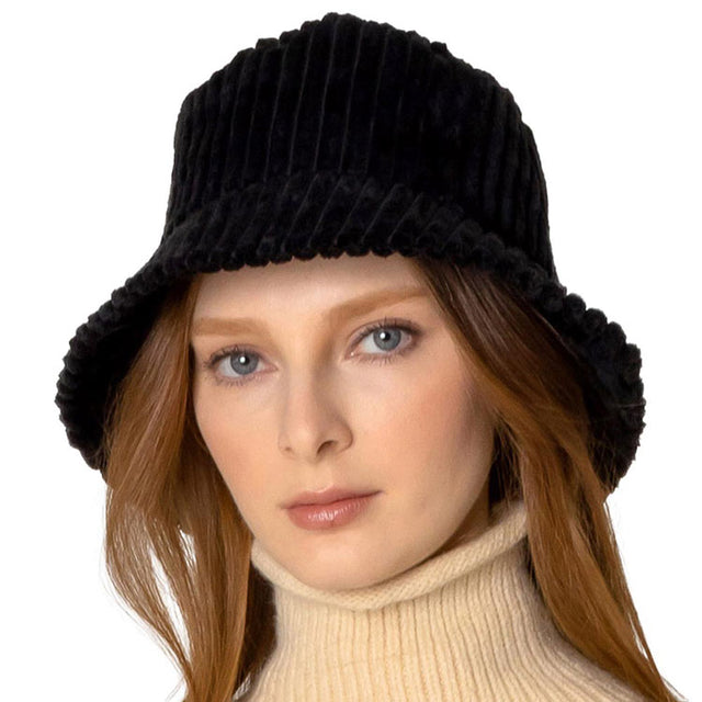 Black Solid Corduroy Bucket Hat, This solid corduroy bucket hat is nicely designed and a great addition to your attire. Have fun and look stylish anywhere outdoors. Perfect for protecting you from the wind, snow, beach, pool, camping, etc. This classic style is lightweight and practical, perfect for all occasions at lunches, picnics, evening dinner parties or barbeques. Awesome winter gift accessory! Perfect gift for Birthdays, Christmas, Stocking stuffers, Secret Santa, etc.