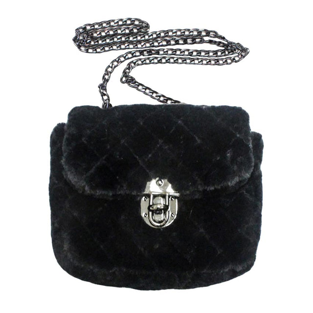 Black Solid Faux Fur Crossbody Bag, be the ultimate fashionista when carrying this Faux Fur crossbody bag in style. This high-quality crossbody bag is both unique and stylish. this cute and attractive crossbody bag is awesome to show your trendy choice that will make you stand out. Suitable for money, credit cards, keys or coins, and many more things, light and gorgeous. Have fun and look stylish with this beautiful crossbody bag that will amp up your attire surely.