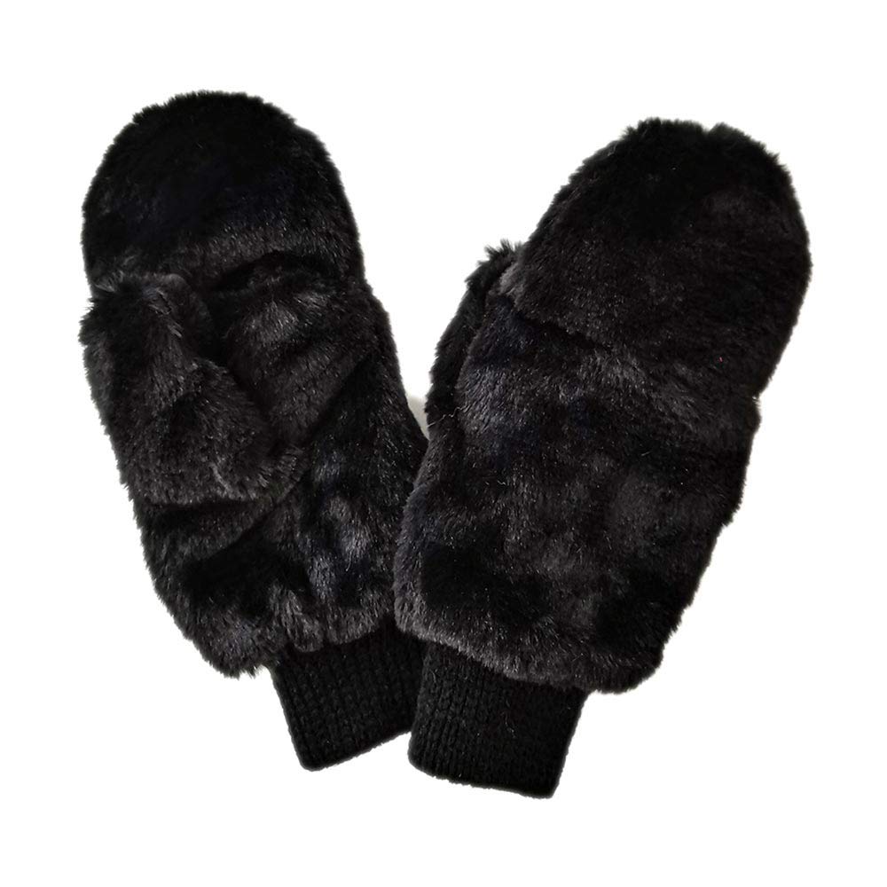 Black Solid Faux Fur Mitten Gloves, are warm, cozy, and beautiful mittens that will protect you from the cold weather while you're outside and amp your beauty up in perfect style. It's a comfortable, soft brushed poly stretch knit that will keep you perfectly warm and toasty. It's finished with a hint of stretch for comfort and flexibility. Wear gloves or a cover-up as a mitten to make your outfit gorgeous with luxe and comfortability.