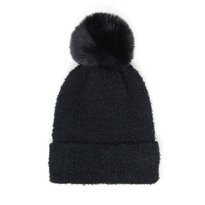 Black Solid Pom Pom Soft Fluffy Beanie Hat. Before running out the door into the cool air, you’ll want to reach for these toasty beanie hats to keep your hands incredibly warm. Accessorize the fun way with these beanie hats, it's the autumnal touch you need to finish your outfit in style. Awesome winter gift accessory!