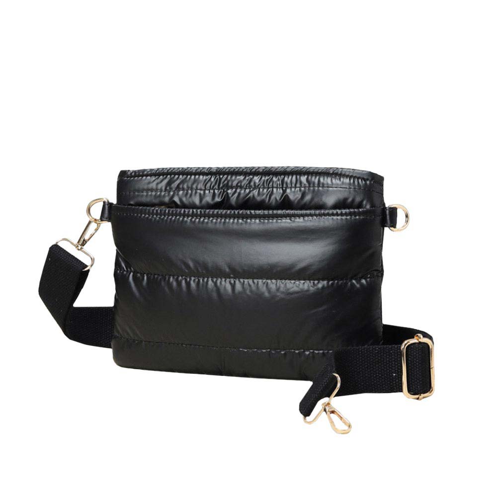 Black Solid Quilted Shiny Puffer Mini Crossbody Bag, Complete the look of any outfit on all occasions with this Shiny Puffer Mini Crossbody. this mini bag offers enough room for your essentials. With a One Inside Zipper Pocket, three two inside slip pockets, and a secured Magnetic Closure at the top, this bag will be your new go-to! These beautiful and trendy Crossbody have adjustable and detachable hand straps that make your life more comfortable. 