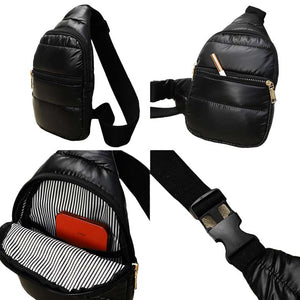 Black Solid Puffer Mini Sling Bag, be the ultimate fashionista while carrying this Solid Puffer Sling bag in style. It's great for carrying small and handy things. Keep your keys handy & ready for opening doors as soon as you arrive. The adjustable lightweight features room to carry what you need for long walks or trips.