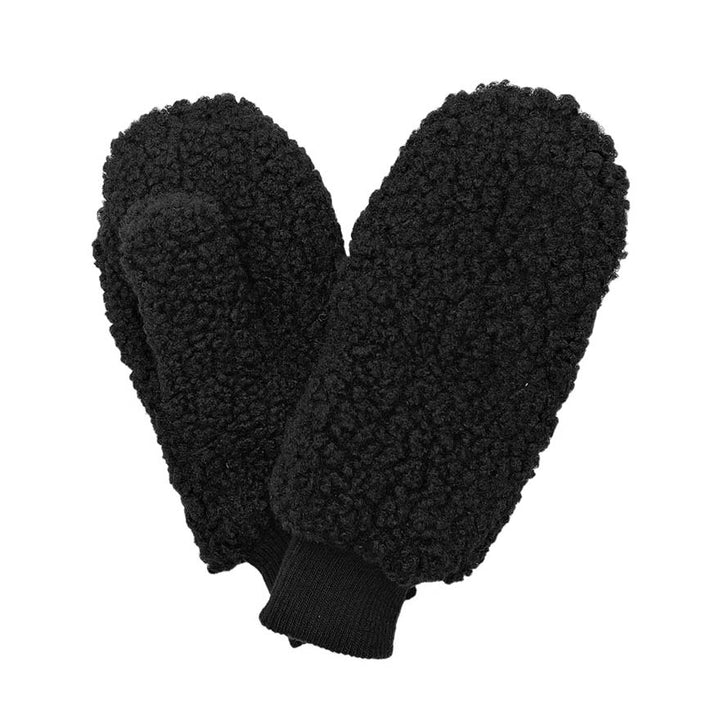 Black Solid Sherpa Mitten Gloves, are warm, cozy, and beautiful mittens that will protect you from the cold weather while you're outside and amp your beauty up in perfect style. It's a comfortable, soft brushed poly stretch knit that will keep you perfectly warm and toasty. It's finished with a hint of stretch for comfort and flexibility. Wear gloves or a cover-up as a mitten to make your outfit gorgeous with luxe and comfortability.